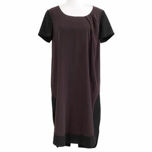 All SAINTS LACYN BLACK BROWN PANEL SHORT SLEEVE SHIFT DRESS - 8